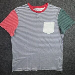 J. Crew Pocket T-Shirt Mens Large Multi Color Striped Colorblock Cotton